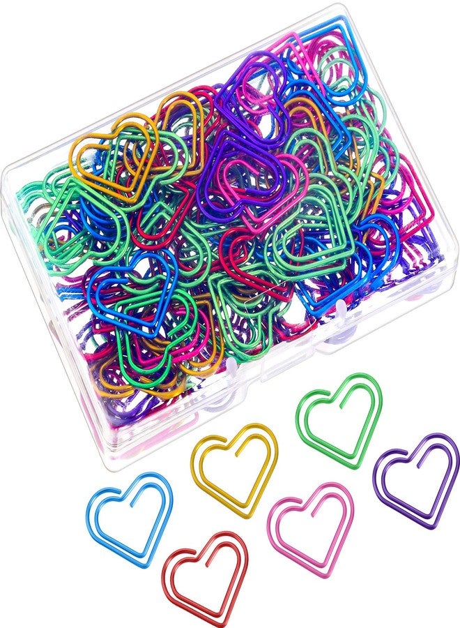 Frienda 105 Pieces Colorful Paper Clips Metal Heart Shaped Paperclips Cute Fancy Multicolor Small Love Shaped Paper Clips Bulk for Office Stationery, School Supplies, Document Note Sorting, Wedding Decoration - Image 1